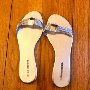 Blue Suede Shoes Sandals Silver w/ faux Diamond w/ straps